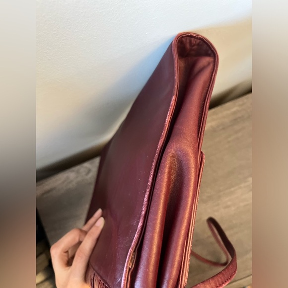 SILVANO BIAGINI Burgundy Flat Crossbody Leather Bag - Picture 16 of 16